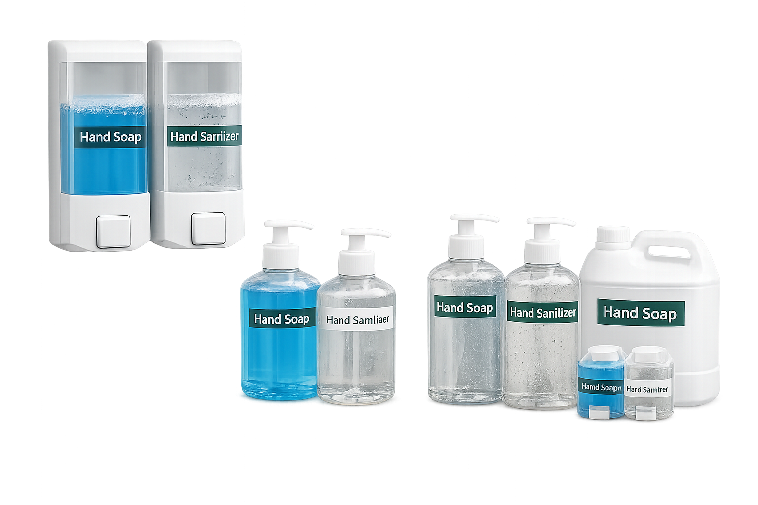 Hand soap sanitizer and dispenser systems